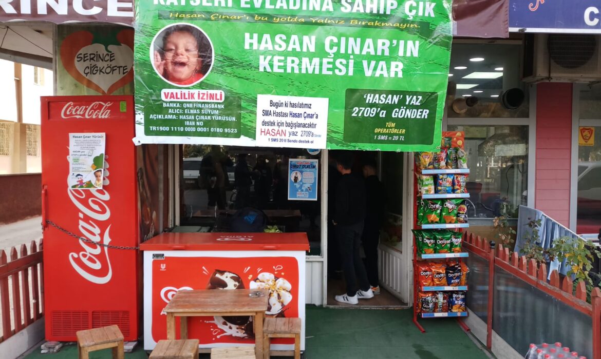 Günlük kazancını , SMA hastası Hasan Çınar’a bağışladı